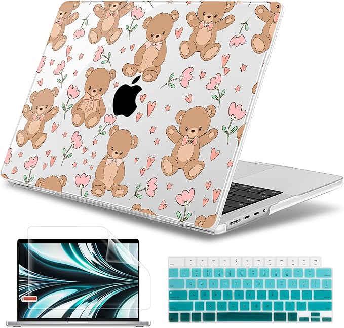 May Chen for 2026 MacBook Pro 14-inch M5 M4 M3 M2 M1 Pro/Max Chip, Release 2026 2025-2021, Model A3427 A3426 A3434 A3112 A3401 A3185, Plastic Hard Shell with Keyboard Cover, Cute Teddy Bear
