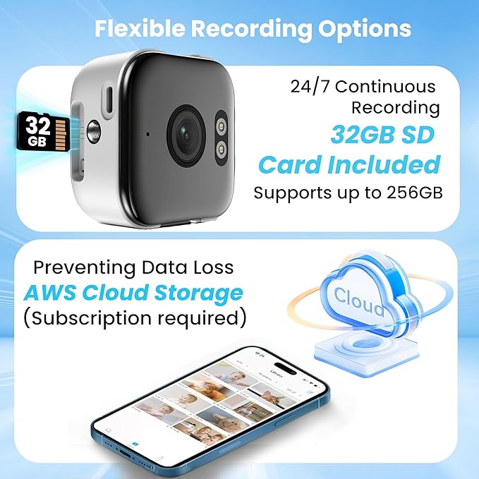 vebiliki 【2 Pack】 Window Cameras with 32GB SD Cards, 2K 3MP Indoor Cameras for Home Security, AI Starlight Color Night Vision, Easy Install & Use, 24/7 Recording, Support 5GHz & 2.4GHz WiFi