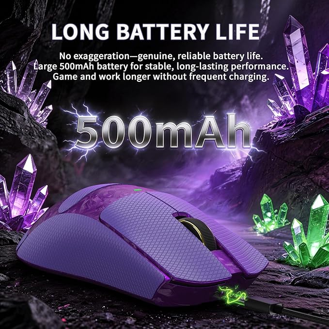 ATTACK SHARK X11Ultra 8K Carbon Fiber Wireless Gaming Mouse,Nordic 54L15 MCU,PAW3950MAX Sensor,59g Superlight,42000 DPI,BT/2.4Ghz/Wired Mouse with 100 Million Clicks,Programmable for Pc/Mac,Purple pro