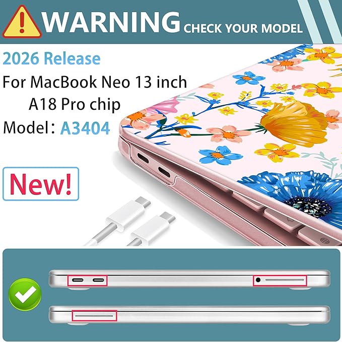 Mektron Printed Case for MacBook Neo 13 inch 2026 Release Model A3404, A18 Pro chip Laptop Protective Hard Shell with 13-inch (Diagonal) Liquid Retina Display+ Keyboard Cover, Composition Book