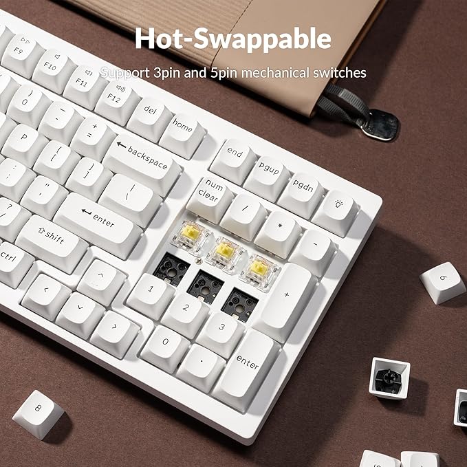 Keychron K4 Pro QMK/VIA Custom Wireless Mechanical Keyboard, Programmable Hot-swappable 100 Keys, RGB Backlight Wired Gaming Keyboard with K Pro Banana Switches for Mac/Windows/Linux - White