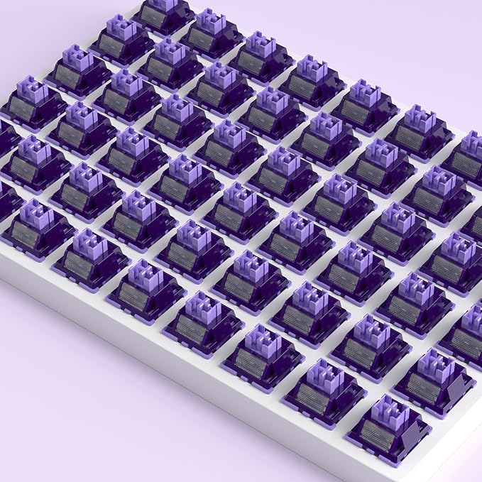 Zjmehty Outemu(Gaote) Violet Keyboard Switches with Light Diffusers,40g Tactile Pre-Lubricated Switches for MX Mechanical Keyboards(72 PCS)