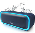 DOSS SoundBox Pro Bluetooth Speaker, 20W Stereo Sound, Active Extra Bass, 20H Playtime, Multi-Colors Lights, Wireless Stereo Pairing, IPX6 Waterproof for Garden, Hiking, Camping, Beach, Party-Blue