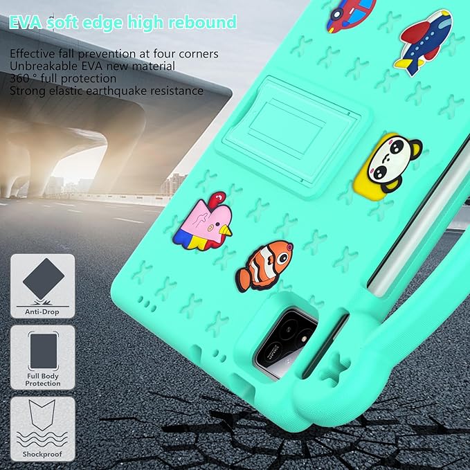 AKABEILA Compatible with Xiaomi Pad 7/Xiaomi Pad 7 Pro 11.2 inch 2024/Xiaomi Pad 8 2025 11.2 inch Tablet Case, Kids Friendly Universal Protective Case with Shoulder Strap & Stand Handle Mint Green
