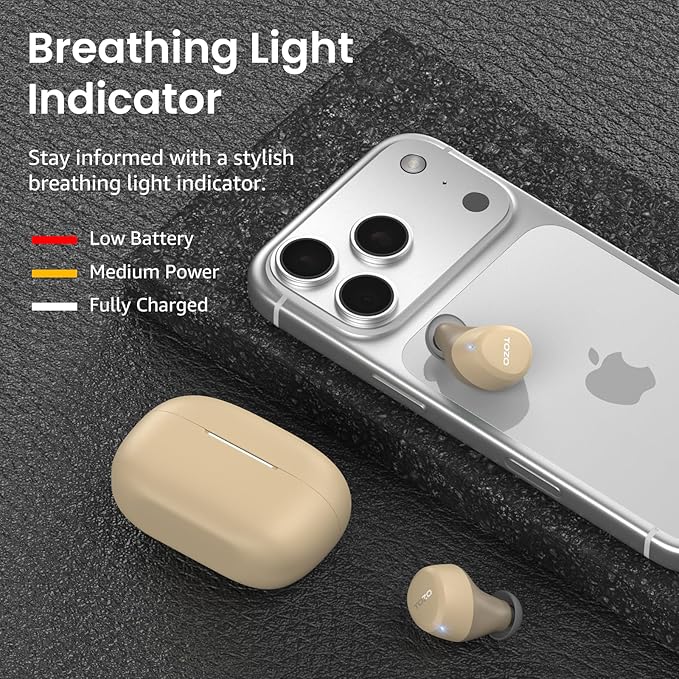 TOZO A1 Wireless Earbuds Bluetooth 5.3 Light Weight in Ear IPX5 Waterproof Headphones 2 Mic for AI Calls, Immersive Premium Sound Bass Headset with Charging Case, 32 Presets EQ Customization via App