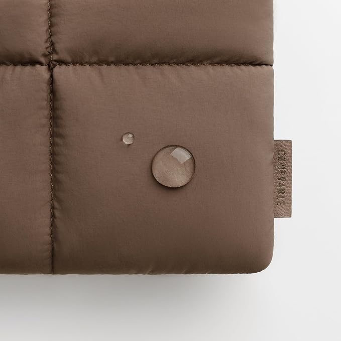 Comfyable Puffy 9-11 Inch Tablet Sleeve Compatible for 11 Inch iPad Pro M5, iPad Air M4 2026 with Magic Keyboard, Quilted Puffer Vertical Tablet Carrying Case for Women Men, Mocha Brown