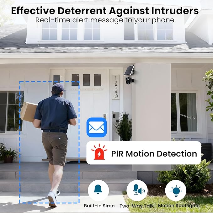 realhide 2026 Upgraded 2K Wireless Outdoor Security Cameras with Solar Panels, Free Cloud Storage, AI Motion Detection, Spotlight & Siren Alarm, 2-Way Talk, IP66 Waterproof