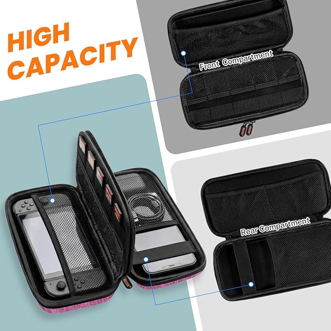 Double-Layer Carrying Case - Hard Shell Electronic Organizer Zipper Travel Case - Portable Tech Accessories Storage Pouch Bag for Charger, Adapter, Anker Power Bank, Phone, Battery, Cord, Cable, Card