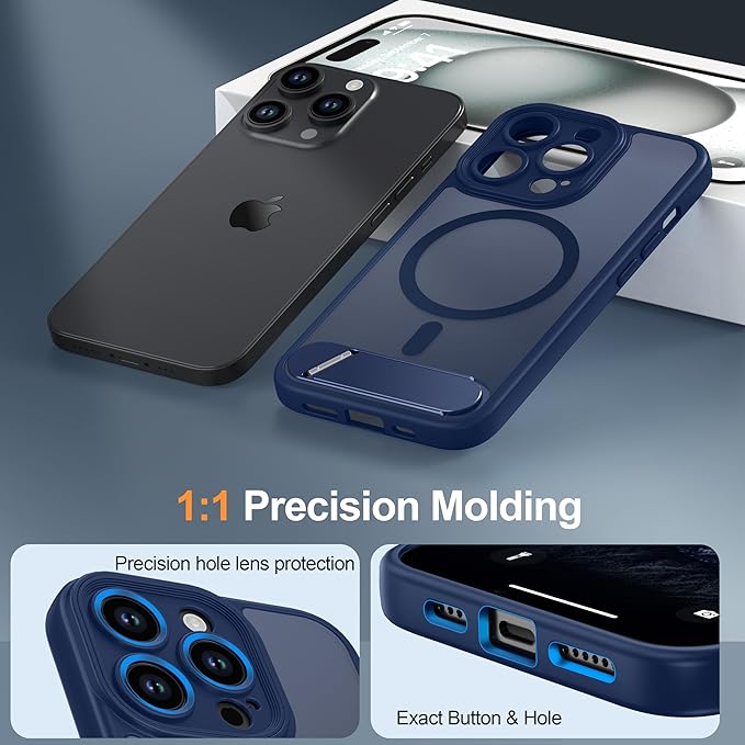 Magnetic Compatible with iPhone 13 Pro Case, [Built-in Kickstand][Full Camera Protection][Compatible with MagSafe][Anti-Fingerprint] Shockproof Phone Case for iPhone 13 Pro 6.1",Blue