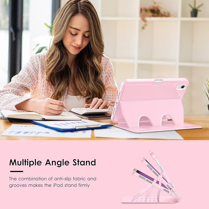 VIKESI Case for iPad mini 7 (A17 Pro) and iPad mini 6,Multiple Angles Magnetic Stand Cover,Shockproof Soft Back,Pencil Holder,and Auto Sleep/Wake,Pink