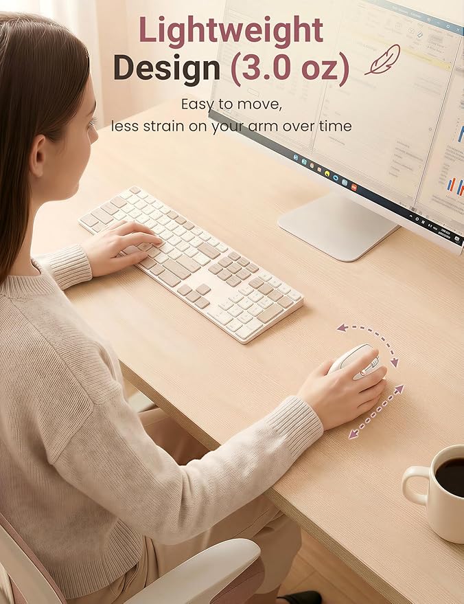 Ergonomic Vertical Wireless Mouse, 57° Natural Handshake for Wrist Pain Relief, Rechargeable 2.4G USB Computer Mouse, Quiet Click, 800/1200/1600 DPI, for Laptop PC Mac, Small/Medium Hands (Beige)
