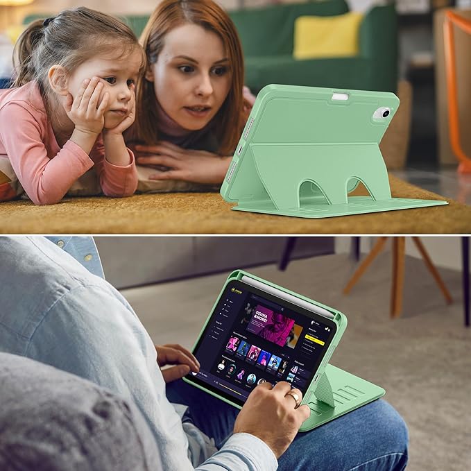 VIKESI Case for iPad mini 7 (A17 Pro) and iPad mini 6,Multiple Angles Magnetic Stand Cover,Shockproof Soft Back,Pencil Holder,and Auto Sleep/Wake,Matcha