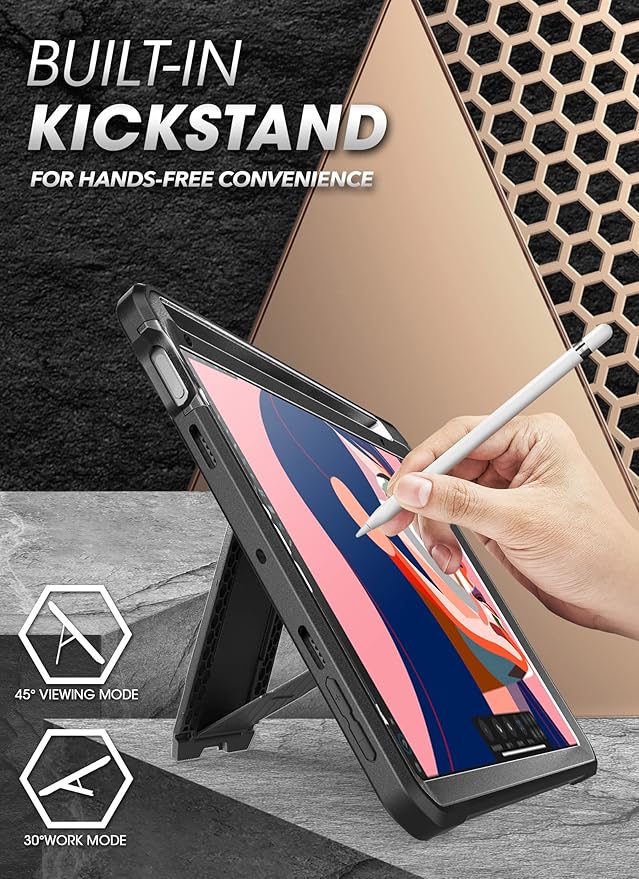 SUPCASE for iPad mini 7 Case A17 Pro 2024 (UB Pro), [Built-in Screen Protector & Pencil Holder & Stand] [Support Apple Pencil Charging] Protective Case for iPad mini 7th/6th Generation 8.3", Black
