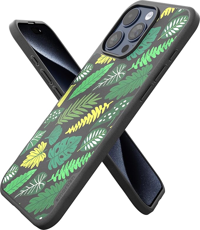Smartish® iPhone 15 Pro Max Magnetic Case - Gripmunk Compatible with MagSafe [Lightweight + Protective] Slim/Thin Grip Cover with Microfiber Lining for Apple iPhone 15 Pro Max - Leaf Me Alone