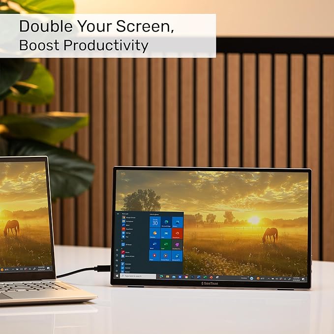 SideTrak Solo Essential 15.6" Portable Monitor for Laptop with Protective Sleeve | FHD Dual Screen w/Kickstand, USB & HDMI Laptop Screen Extender | Compatible with Mac, PC, Chrome