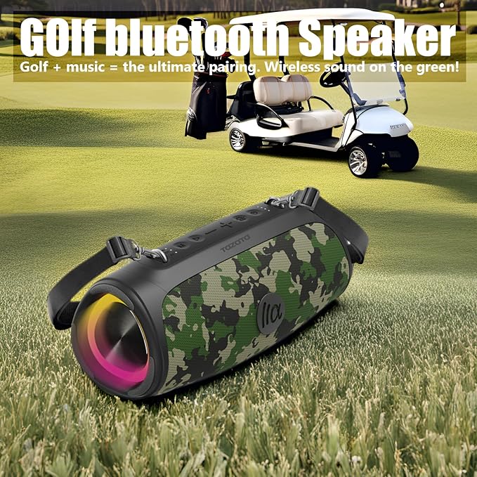 TAZATA Portable Bluetooth Speaker 60W RMS,90W Peak Loud Subwoofer Wireless Stereo with HD Sound,8H Playtime IPX7 Waterproof for Party cmaping Beach