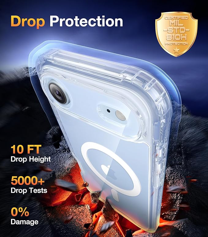 Diaclara Magnetic Designed for iPhone Air Case Full Body Bumper,[Compatible with MagSafe] Military Drop Proof Cover with Built-in Touch Sensitive Anti-Scratch Screen Protector for iPhone 17 Air Clear