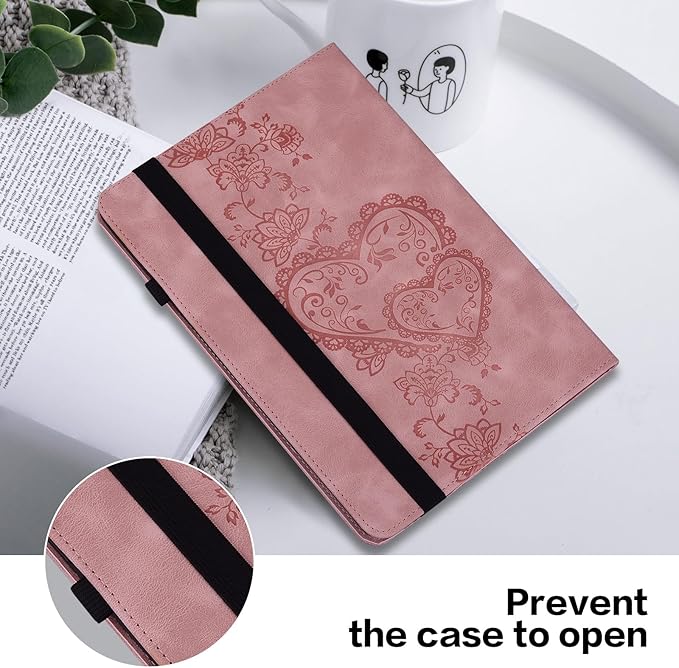Case for iPad mini 7 2024 (A17 Pro) / 6 2021, iPad mini 7th/6th Generation Case 8.3 inch, Embossed PU Leather Stand Cover with Card Slots, Pink