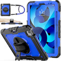 SEYMAC stock Case for iPad Air 5th/4th Generation/Pro 11 (4th/3rd/2nd) with Screen Protector Pen Holder, 360° Rotate Hand Strap/Stand Case for iPad Air 5th/4th Gen 10.9''/ Pro 11'' (Blue+Black)