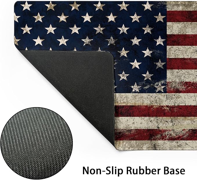 American Flag Mouse Pad Extended Large 31.5x11.8 in USA Flag Desk Mat Independence Day Large Mousepad Non-Slip Rubber Base Stitched Edge Gaming Mousepad PC Computer Desk Pad for Work Desktop