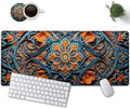 Large Mouse Pad, 31.5 x 11.8in Extended Gaming Mouse Pad with Stitched Edges, XXL Mousepad Protector Non Slip Rubber Base for Office and Home Writing Mat, Flower Art Pattern Desk Mat