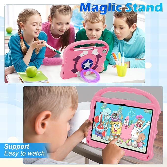 Case for iPad Air 11-inch M3 (2025) / M2 (2024), iPad Air 5th (2022) / 4th Generation (2020) 10.9 Inch, Fully-Body Rugged Heavy Duty Shockproof Case with Kickstand for Kids (Light Pink)