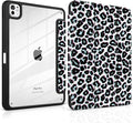 TWOLSKOO Case for iPad Pro 11-inch (M5 2025 / M4 2024), Clear Acrylic Back with TPU Bumper, Pencil Holder, Trifold Stand, Auto Sleep/Wake, Black Leopard