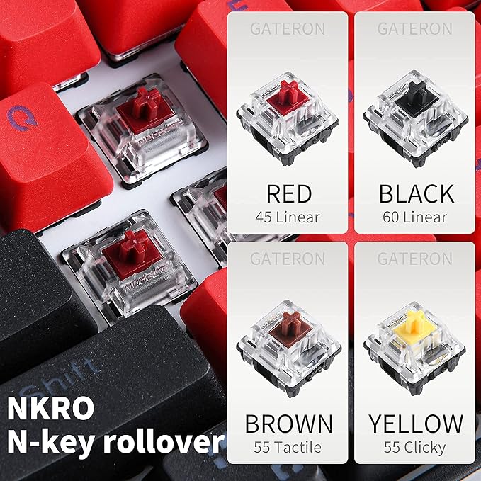 Guffercty kred Sk61 60% Mechanical Keyboard Linear Red Switch Hot Swappable 60 Percent RGB Wired Gaming Keyboard with Backlit PBT Keycaps Type-C for Win/PC/Mac (Gateron Optical Red, Milan)