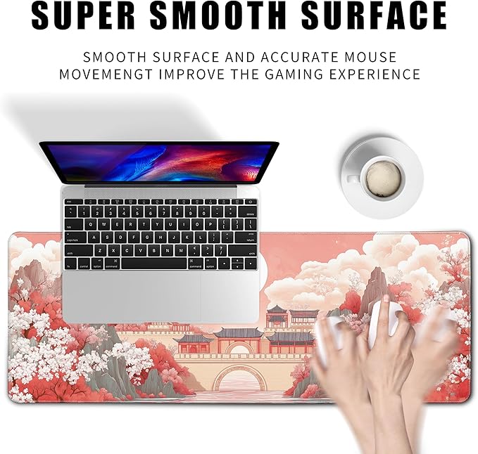 Moon Large Mouse Pad Night Sky Mousepad Forest Desk Mat, Big Full Keyboard and Mouse Pad Cool Desk Pad for Keyboard Mouse with Stitched Edges Anti-Slip Funny Desk Pad, 31.5 X 11.8