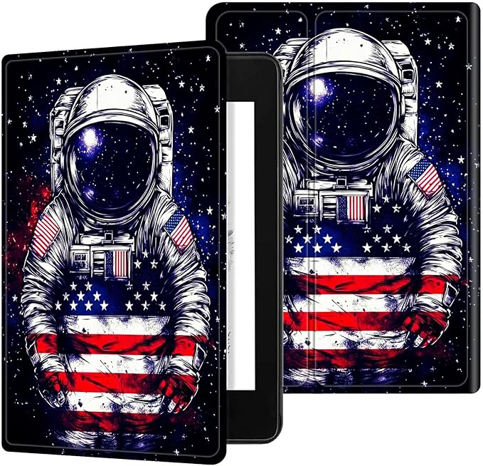 for Kindle Scribe 10.2 Inch 2022/2024 Released Tablet Case, Slim Kickstand Stand Leather Smart Cover with Auto Wake/Sleep, National Flag Astronaut