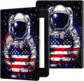 for 7" Kindle Paperwhite 12th Generation 2024/2025 & Kindle Colorsoft Signature Edition Tablet Case, Slim Kickstand Stand Leather Smart Cover with Auto Wake/Sleep, National Flag Astronaut