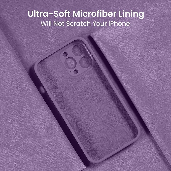 FireNova Designed for iPhone 13 Pro Case, Silicone Upgraded [Camera Protection] Phone Case, Soft Anti-Scratch Microfiber Lining Inside, 6.1 inch, Light Purple