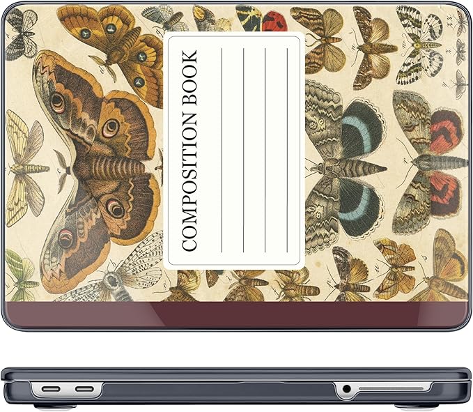 DONGKE for MacBook Neo 13 Inch Case 2026 (Model A3404, A18 Pro chip), Stylish Pattern Protective Hard Shell with Screen Protector, Keyboard Cover & USB-C Adapter - Butterfly Composition Book