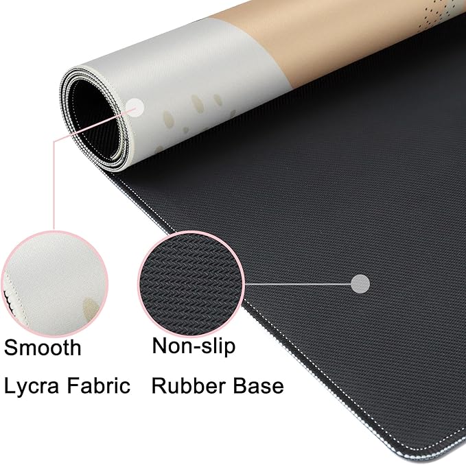 Desk Mat,Large Mouse Pad 35''×15.6'' XXL Extended Gaming Mouse Pad Mat with Non-Slip Base Stitched Eges Mousepad for Computer,Office,Keyboard and Laptop - Boho Leaves2