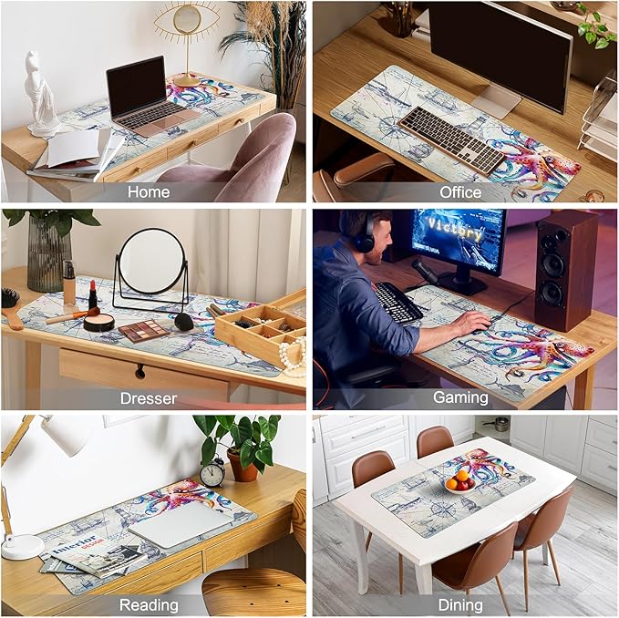 Lokigo Gray Desk Mat for Desktop Cool Gaming Mouse Pad, Computer Mat for Keyboard and Mouse, Office Desk Mat, Waterproof Non-Slip Gaming Mouse Pad for Men Boys, 31.5"x11.8"