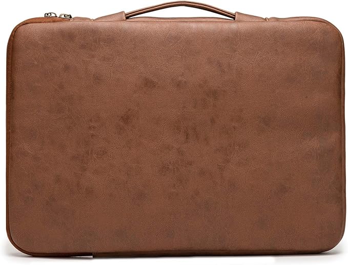Kinmac 360° Heavy Duty Protective Laptop Computer Sleeve case Bag Cover with Handle for MacBook Pro 14 inch,14 inch-14.4 inch HP Lenovo Dell ASUS Acer Laptop (Coffee PU)