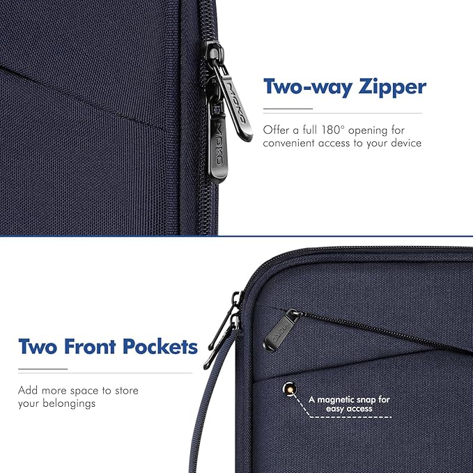 MoKo 7-8 Inch Tablet Sleeve Carrying Case with Handle, Padded Protective Travel Bag for iPad Mini A17 Pro/6th 8.3'', iPad Mini 5/4/3/2th 7.9", Indigo