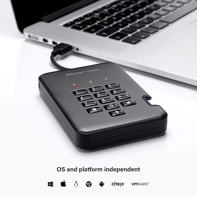 iStorage diskAshur PRO2 HDD 1TB | Secure Portable Hard Drive | FIPS Level 3 certified | Password Protected |Dust/Water-Resistant |Hardware encryption