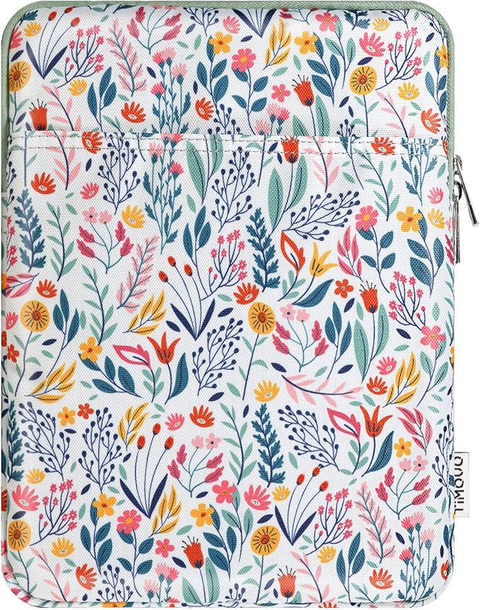 TiMOVO 9-11" Tablet Sleeve Bag for iPad 11-inch A16 2025, iPad 10.9"/10.2"| Air 11 Inch/5th/4th Gen. 10.9", Galaxy Tab A9+/A11Plus 11", Protective Bag Fit Smart Keyboard, Flowers