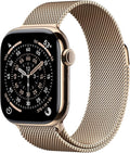 Apple Watch Series 11 [GPS + Cellular 42mm] Smartwatch with Gold Titanium Case with Gold Milanese Loop. Sleep Score, Fitness Tracker, Health Monitoring, Always-On Display, Water Resistant
