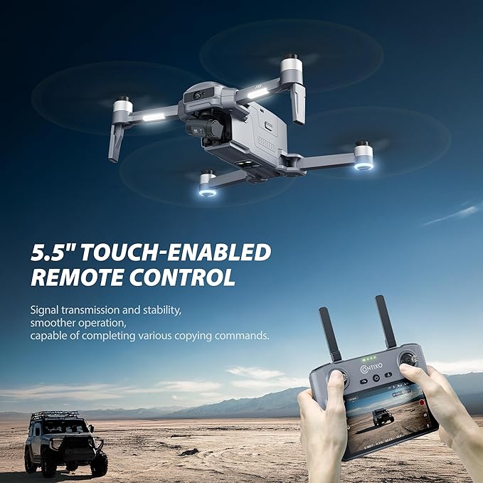 Contixo Drone for Adults, 4K Camera, 2-Axis Gimbal & EIS, Obstacle Avoidance, 5.5" Touch Screen Remote, GPS & Optical Flow, Brushless Motor, 4 Miles Flight & FPV Transmission, 42 * 4 Min Flight Time