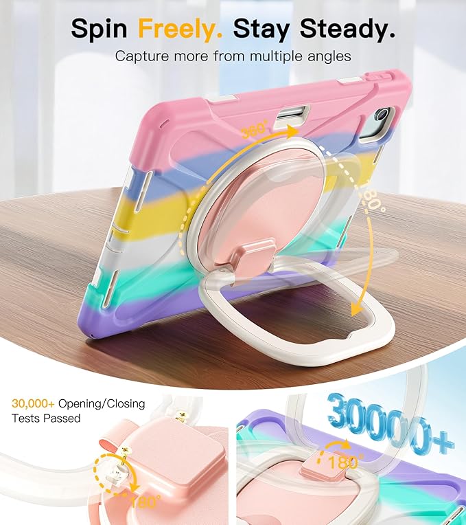 BRAECN for iPad Air 11 Inch Case M4 2026/M3 2025/M2 2024, iPad Air 10.9" 5th/4th Gen, iPad Pro 11 4th/3rd/2nd/1st Gen, Protective Cover with Screen Protector, Pencil Holder, Kickstand, Shoulder Strap