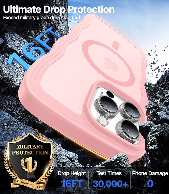 Magnetic for iPhone 15 Pro Max Case[Compatible with MagSafe][Military-Grade Drop Protection][Anti-Yellowing] Shockproof Translucent Matte Cover for iPhone 15 Pro Max Phone Case,Peach Pink