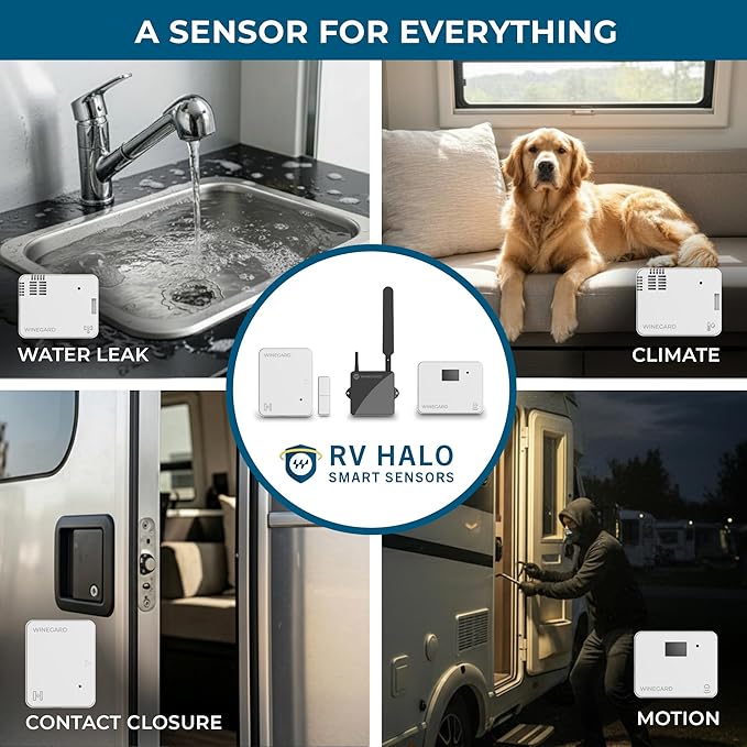 Winegard HS‑TMP1 Temperature & Humidity Sensor - Smart RV Halo Indoor Climate Monitor - Bluetooth - Battery Powered Sensor - White