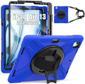 TSQQST Case for iPad Air 13 Inch M4 M3 M2 (2026-2024) with Screen Protector, Pencil Holder, Stand, Hand Strap, Military Grade Heavy Duty Rugged Case for iPad Pro 12.9 6th/5th/4th/3rd Gen, Blue