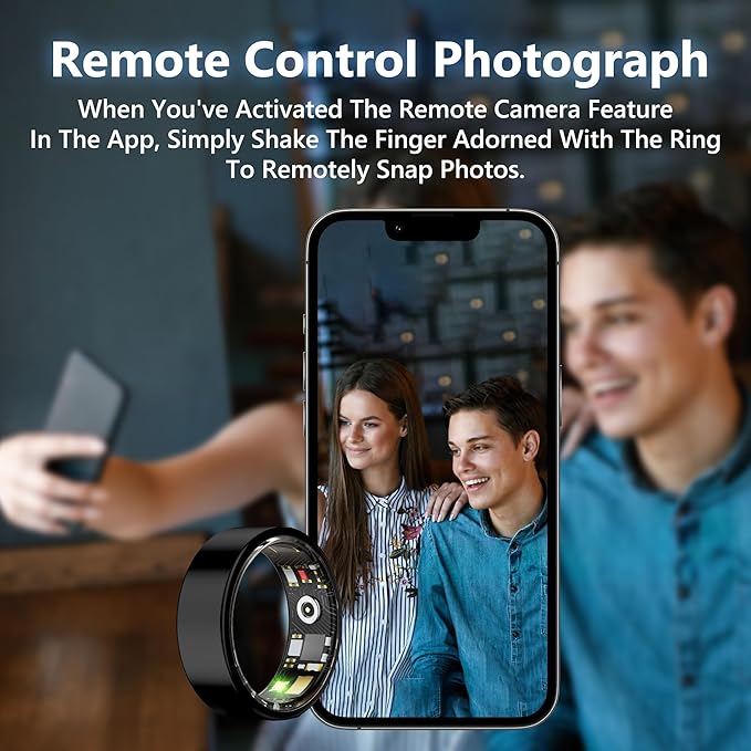 Smart Health Ring for Women Men Fitness Tracker with Heart Rate, Blood Oxygen, Blood Pressure, Sleep Monitoring, Step Counting, IP68 Waterproof for iOS and Android, No APP Fee, Gold 7