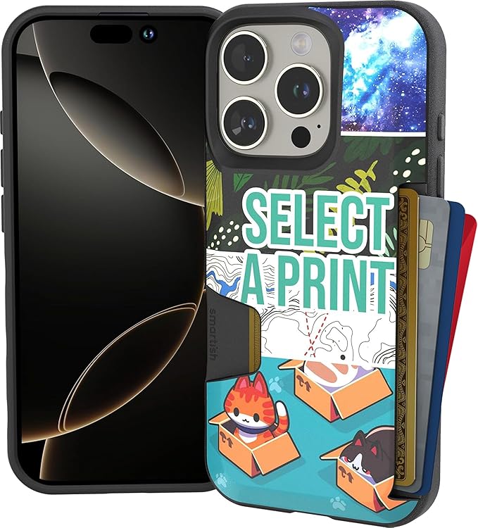 Smartish® iPhone 16 Pro Wallet Case - Wallet Slayer Vol. 1 [Slim + Protective] Credit Card Holder - Drop Tested Hidden Credit Card Slot Cover for Apple iPhone 16 Pro - Custom Prints