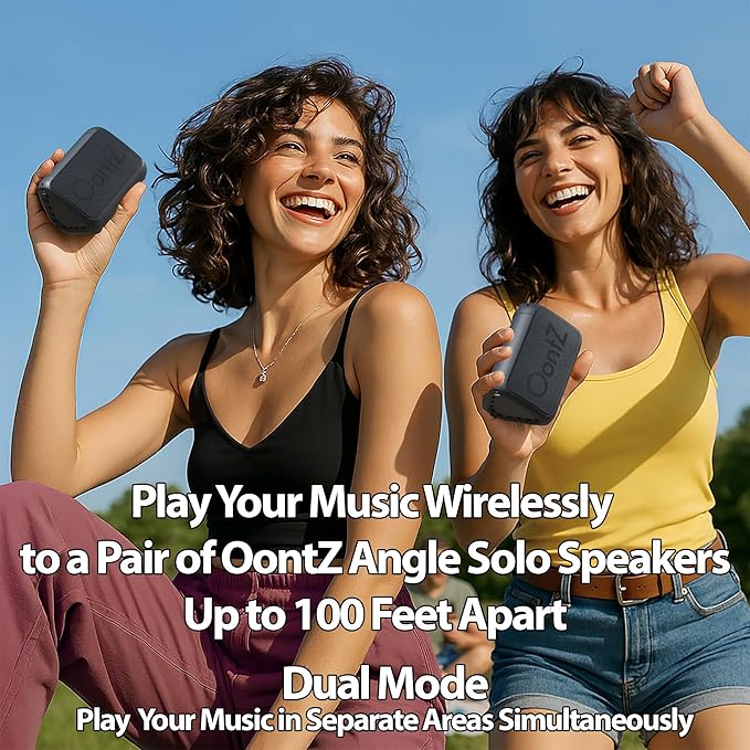 OontZ Angle Solo Portable Bluetooth Speaker - Ultra Portable, 14 Hours of Playtime, 100ft Wireless Range, Waterproof, Budget-Friendly Speaker for Travel, Outdoor or Home, Great Gift (Black)
