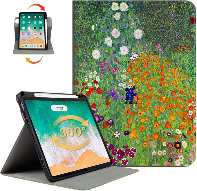 Vimorco for iPad Air 11 Inch Case M4 2026, for iPad Air 5th/4th Gen Cases 10.9-inch,for iPad Pro 11 Inch Case 4th/3rd/2nd/1st Generation 360 Degree Rotating Pencil Holder 4 Viewing Angles, Garden