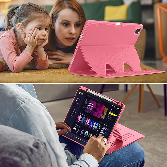 VIKESI Case for iPad Pro 12.9 6th / 5th / 4th / 3rd Generation Case 2022/2021/2020/2018,Multiple Angles Magnetic Stand Cover,Shockproof Soft Back,Pencil Holder,and Auto Sleep/Wake,Watermelon
